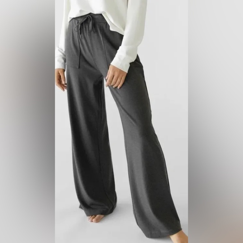 Cozy Earth Women's Bamboo Brushed Patch Pocket Gray Wide-Leg Pants